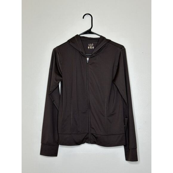 Lole Mesh Zip Up Jacket Size Medium Brown Logo Athleisure Jacket Sweatshirt - Picture 1 of 8